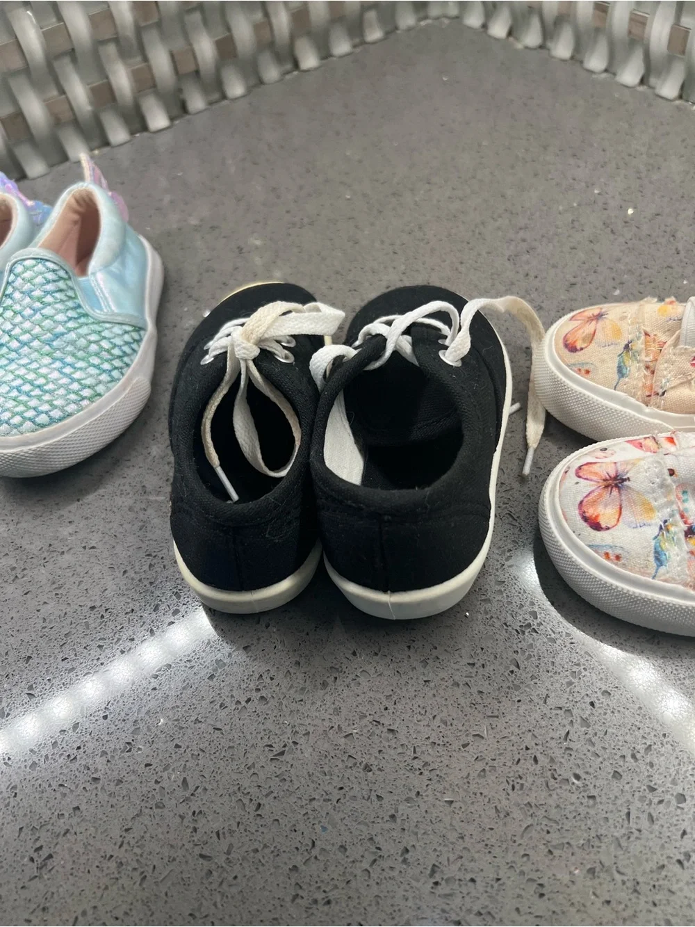 Kids Black Canvas Lace-Up Sneakers set of 3, size 7